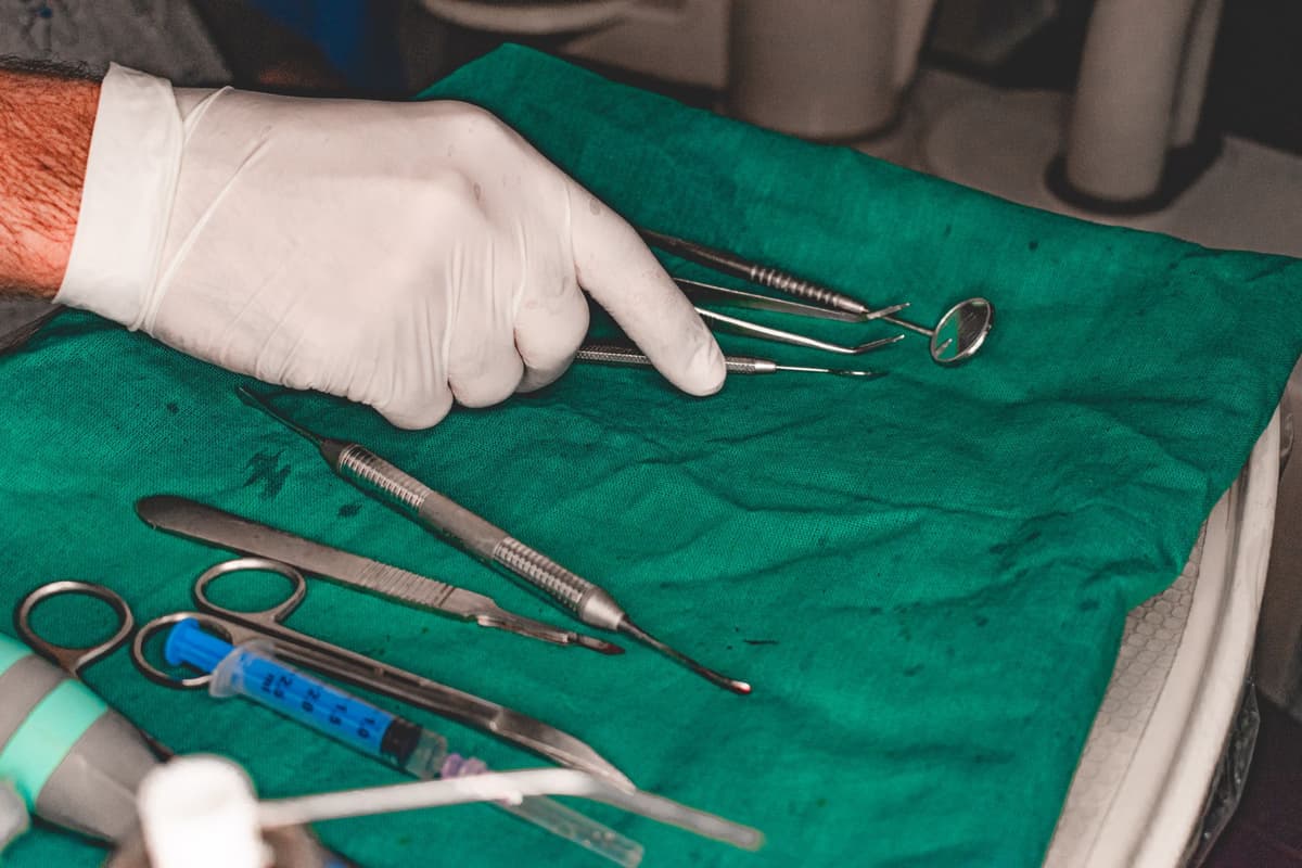 a vintage Z80 ceramic chip resting on a sterile surgical tray