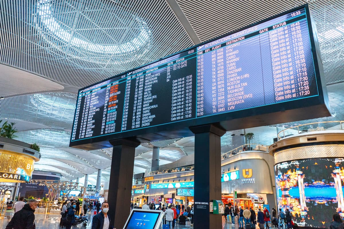 a high-tech biometric scanner at an airport gate