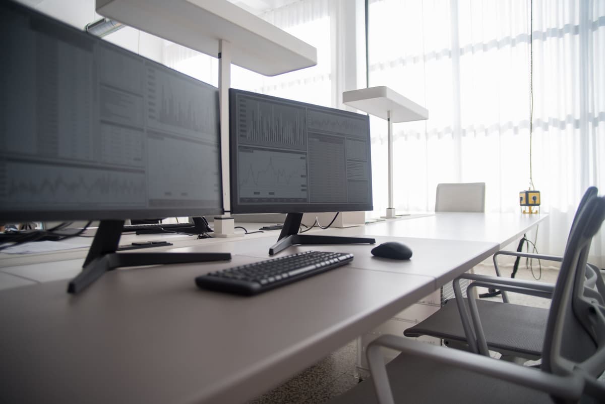 a high resolution computer monitor displaying complex orbital paths