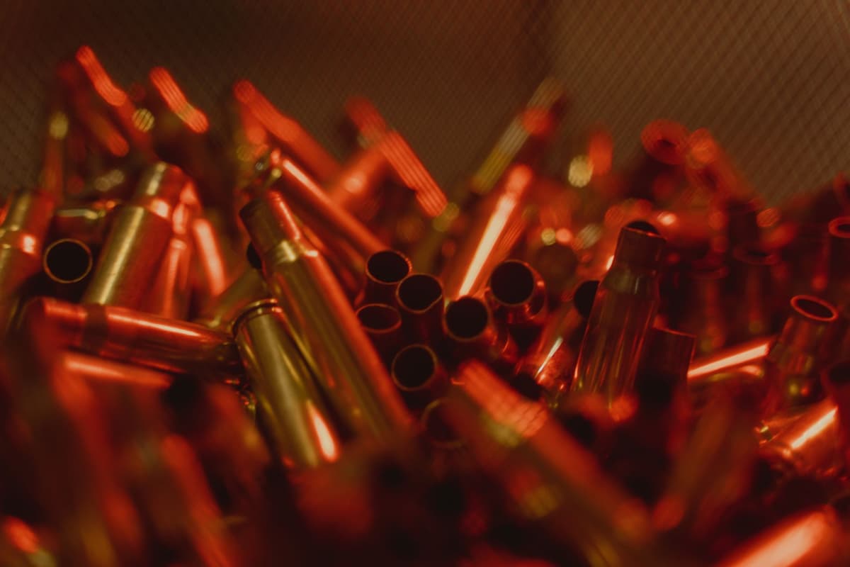 close up of tiny gold plastic cylinders