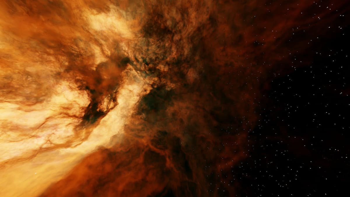 a single orange floating in a starfield