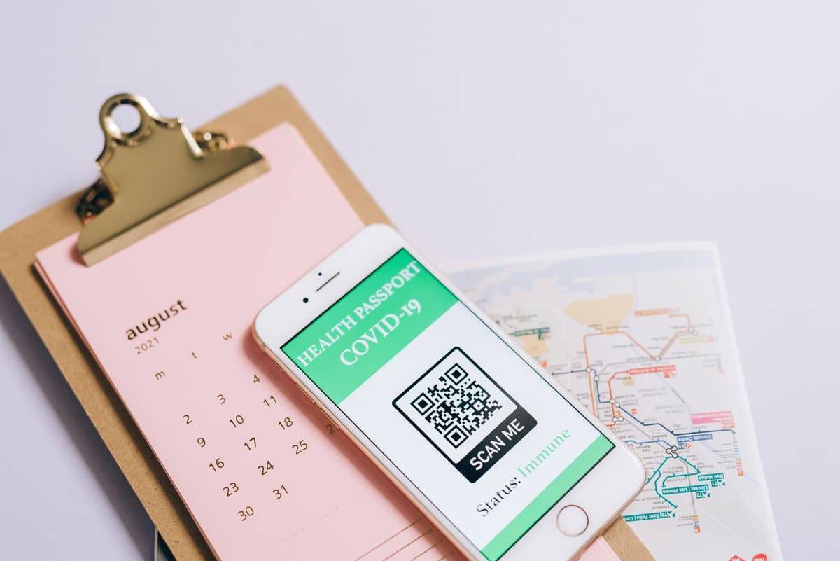 a smartphone scanning a colorful watercolor QR code