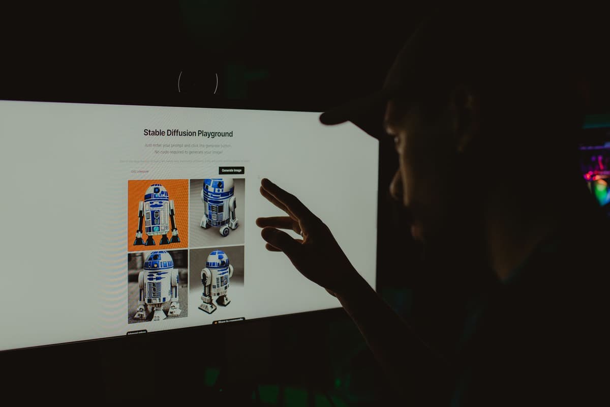 a vintage robot wearing oversized bifocals staring intensely at a computer screen