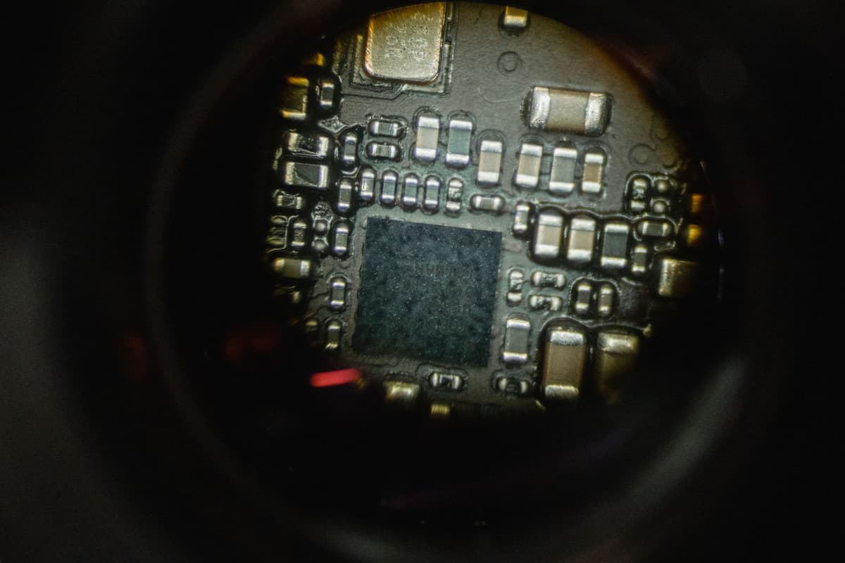 a microscopic view of complex circuit traces