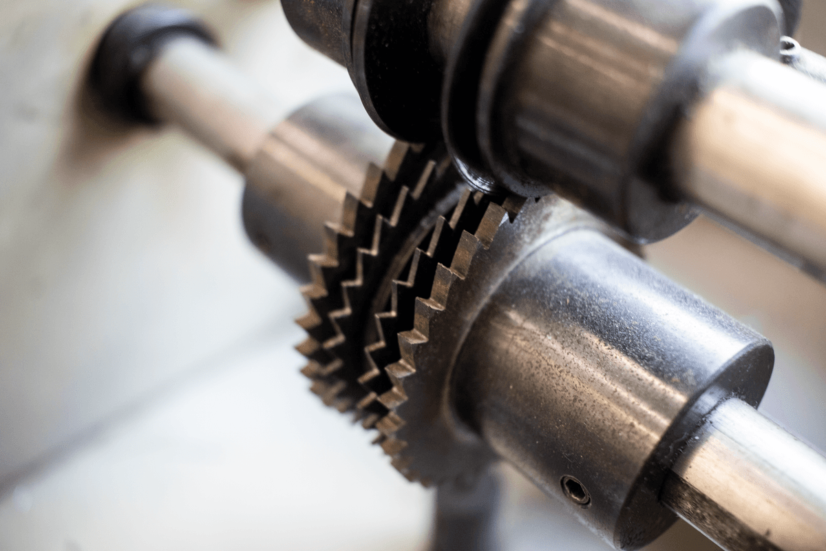 a clean, high-precision industrial metal gear assembly