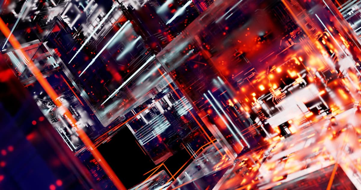 glowing 3D digital wireframe city on a computer screen