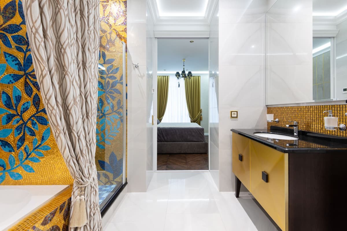 a single glowing golden tile in a vast white mosaic floor