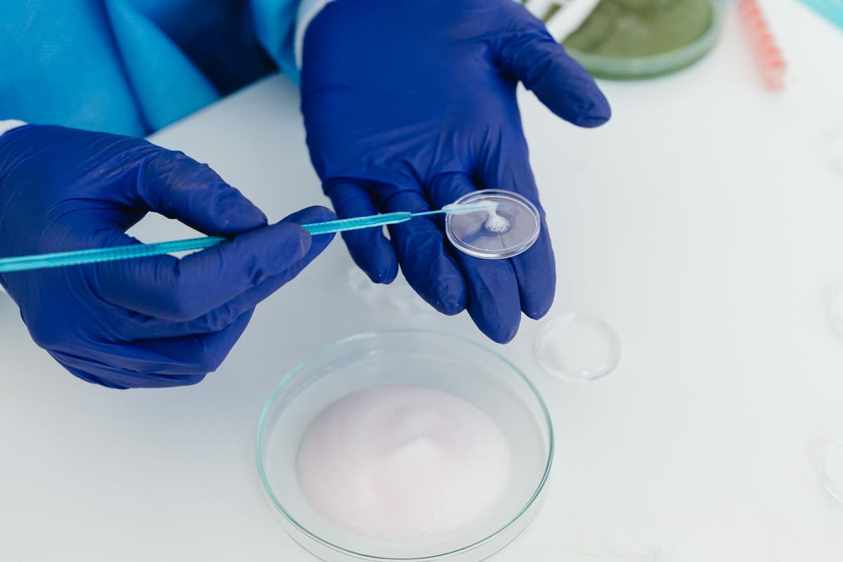a massive silicon wafer held by gloved hands