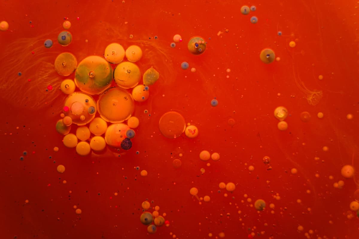 microscopic view of colloidal liquid emulsion particles