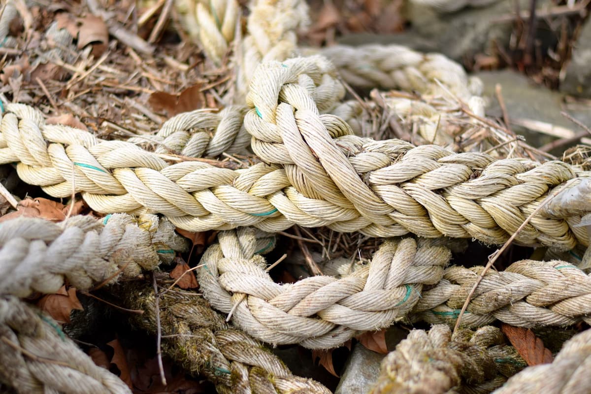 a close-up of thick hemp rope fibers