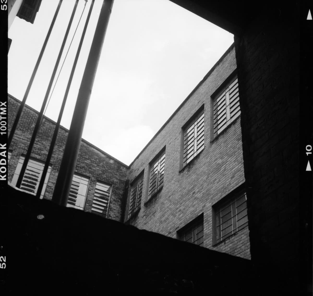 vintage black and white film frame street view