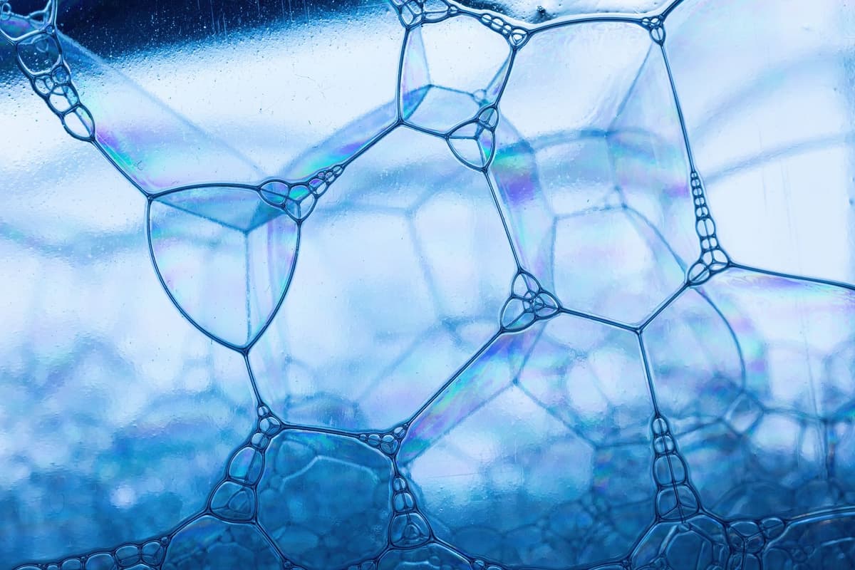close up of a complex iridescent microchip surface