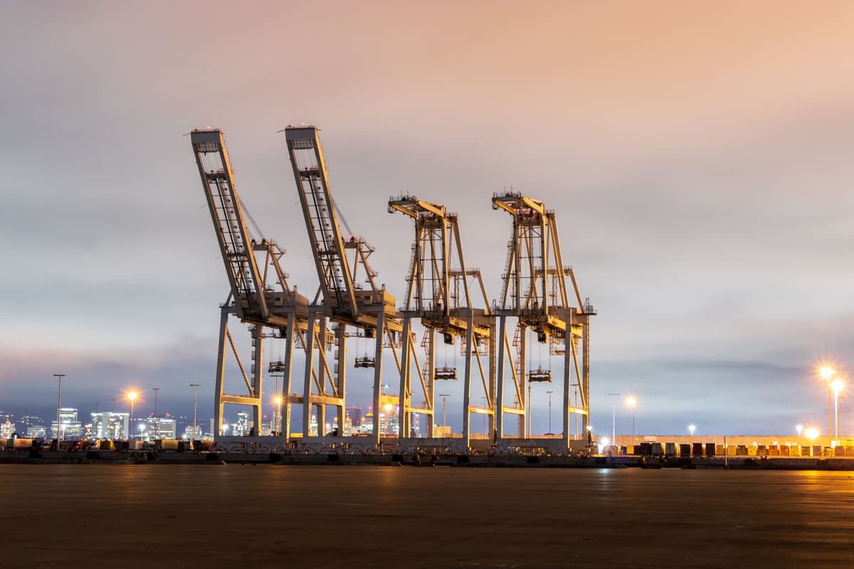 heavy industrial cranes over a dry dock